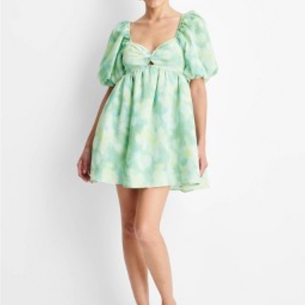 Tie-Dye Puff Short Sleeve Dress